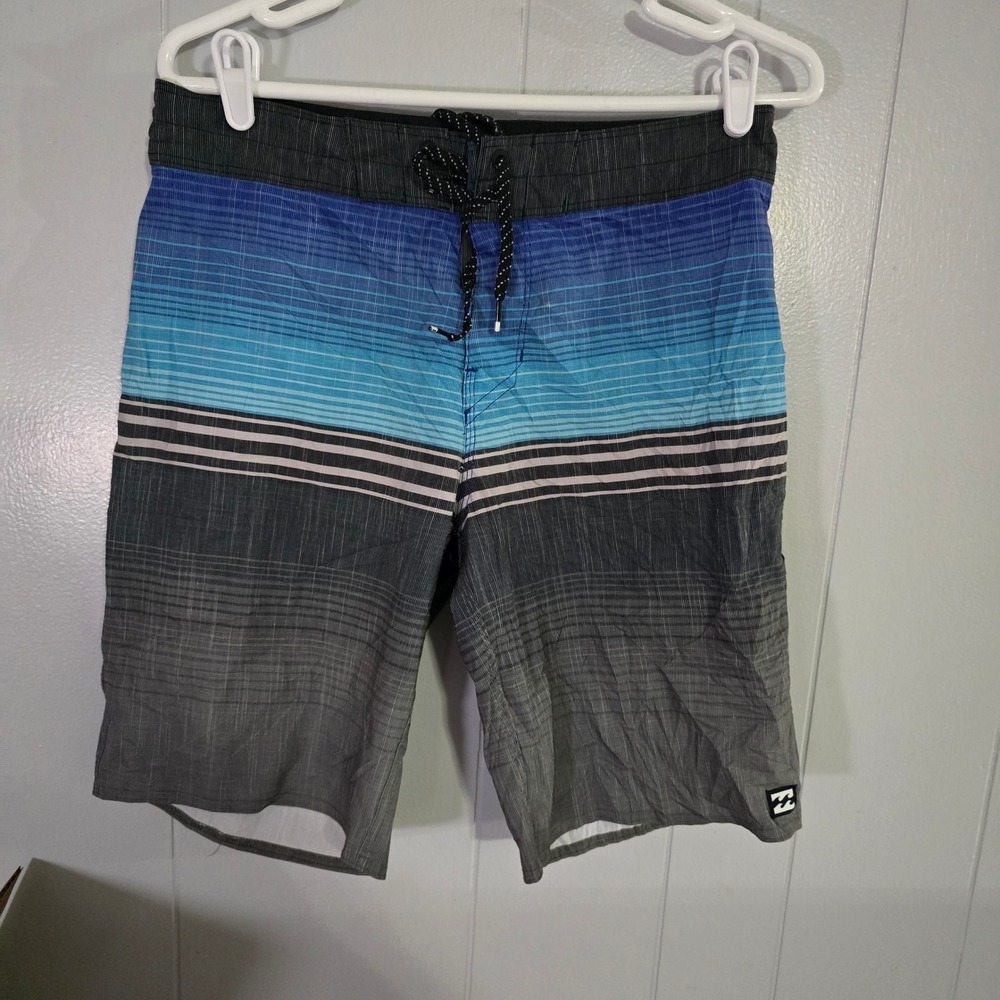 Billabong Board Shorts Mens 29 Blue Grey Striped Recycler All Day Pro Trunks‎